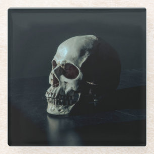 Creepy Scary Skull Glass Coaster
