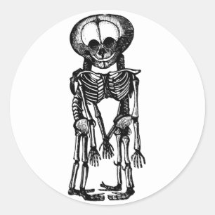creepy siamese twins skeleton kids anatomy art classic round sticker