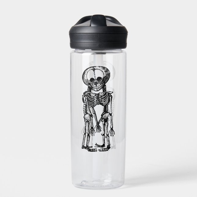 creepy siamese twins skeleton kids anatomy art water bottle (Front)