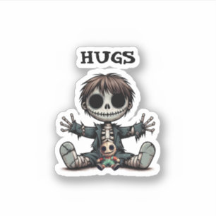 creepy skeleton boy giving hugs cartoon art