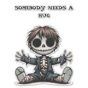 creepy skeleton boy giving hugs cartoon art
