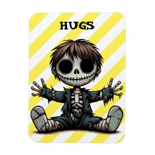creepy skeleton boy giving hugs cartoon art magnet