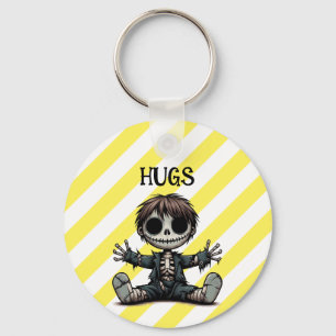 creepy skeleton boy giving hugs cartoon goth art key ring