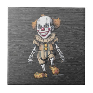 Creepy Skeleton Clown - Vintage Halloween Ceramic Tile