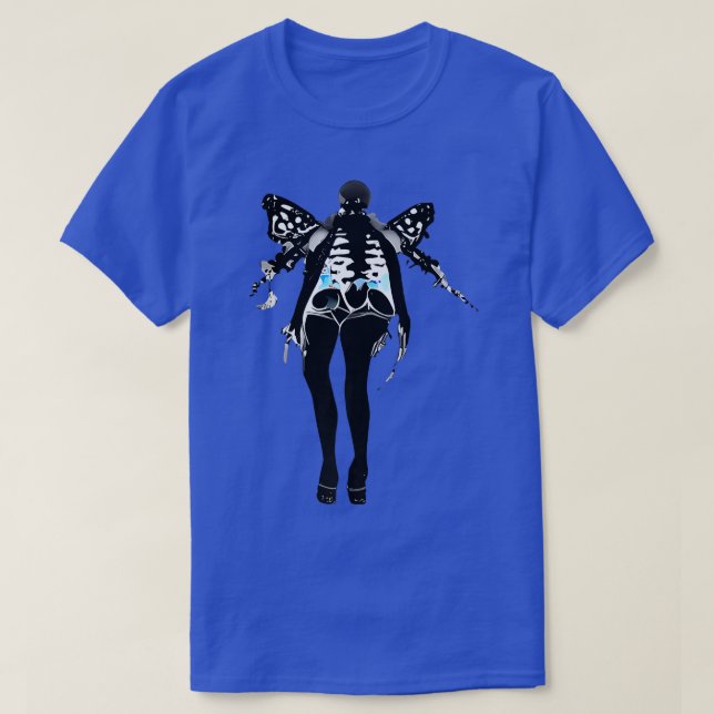 Creepy Skeleton Fairy Butterfly WingsGoth y2k Hara T-Shirt (Design Front)