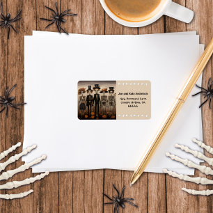 Creepy Skeleton Family Happy Halloween Address Label
