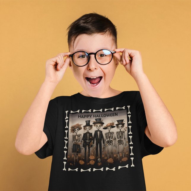 Creepy Skeleton Family Happy Halloween T-Shirt (Creator Uploaded)