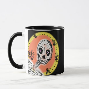 Creepy Skeleton Halloween Doodle  Mug