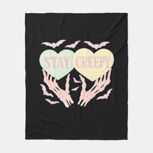 Creepy – Skeleton Hand Holding Hearts Sweet And Sp Fleece Blanket (Front)
