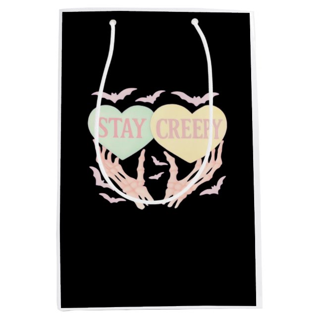 Creepy – Skeleton Hand Holding Hearts Sweet And Sp Medium Gift Bag (Front)