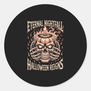 Creepy Skeleton Hands Pumpkin Skull Classic Round Sticker