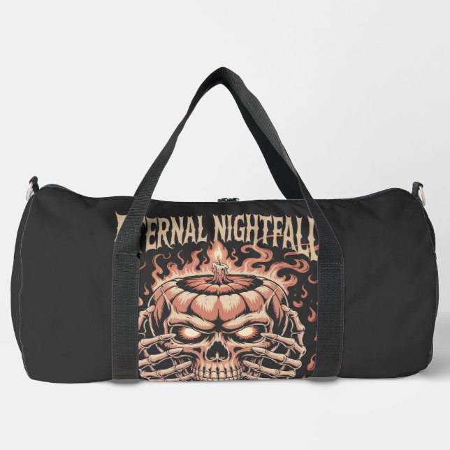 Creepy Skeleton Hands Pumpkin Skull Duffle Bag (Front)