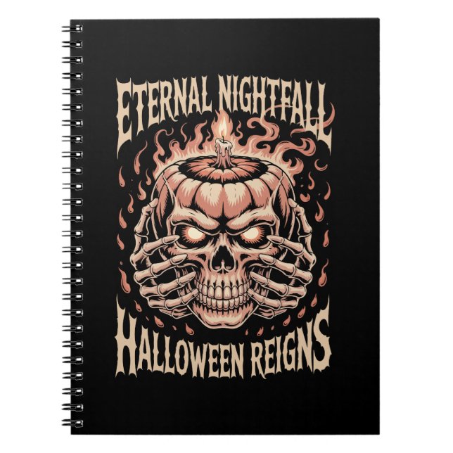 Creepy Skeleton Hands Pumpkin Skull Notebook (Front)