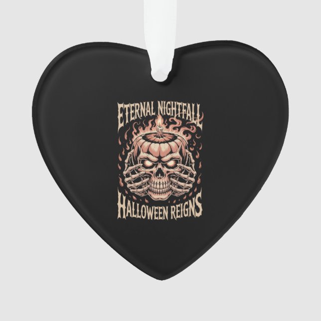 Creepy Skeleton Hands Pumpkin Skull Ornament (Front)