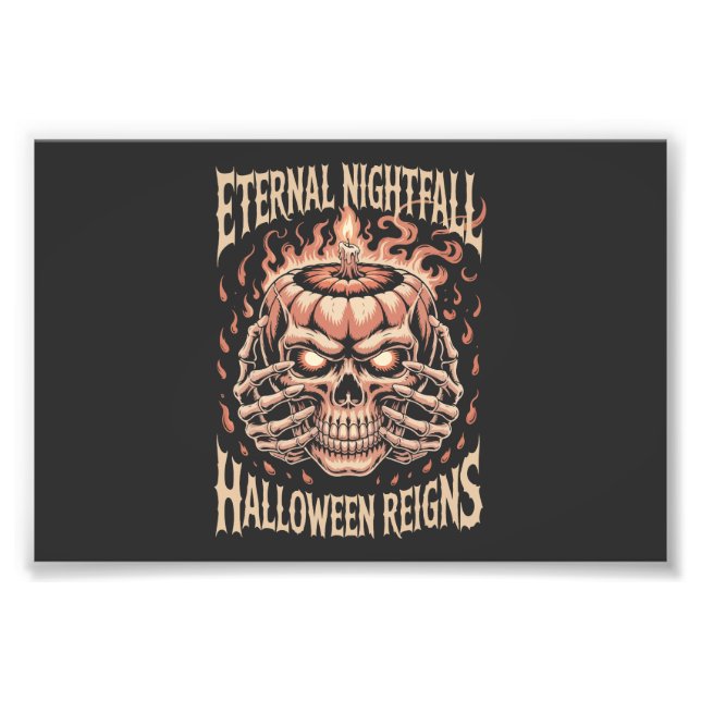 Creepy Skeleton Hands Pumpkin Skull Photo Print (Front)