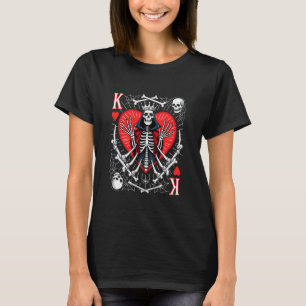 Creepy Skeleton King of Hearts Halloween Playing C T-Shirt