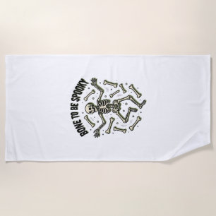 Creepy Skeleton Shirt Vintage Halloween Bones Desi Beach Towel