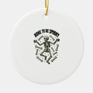 Creepy Skeleton Shirt Vintage Halloween Bones Desi Ceramic Ornament