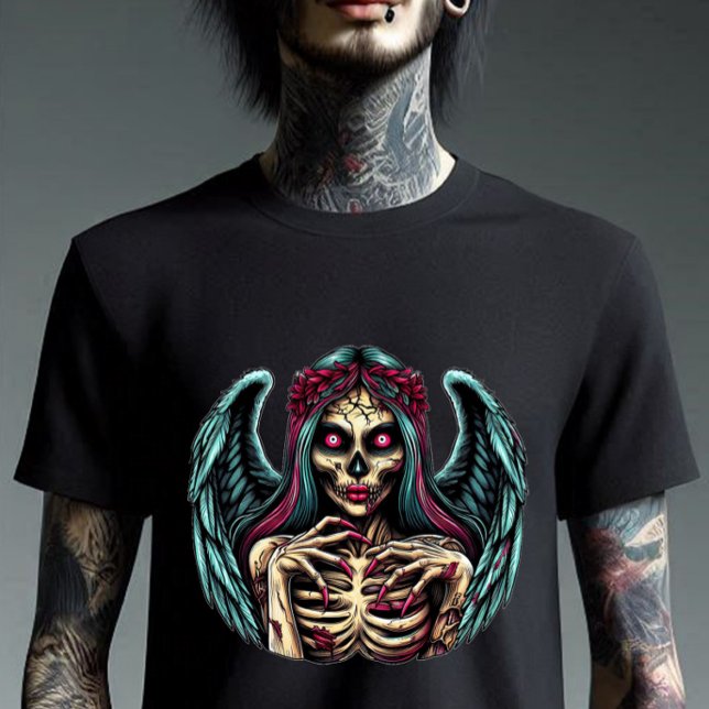 Creepy Skeleton Zombie Angel Dark Fantasy art T-Shirt (Creator Uploaded)