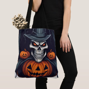 Creepy Skull and Jack-o-lanterns Tote Bag