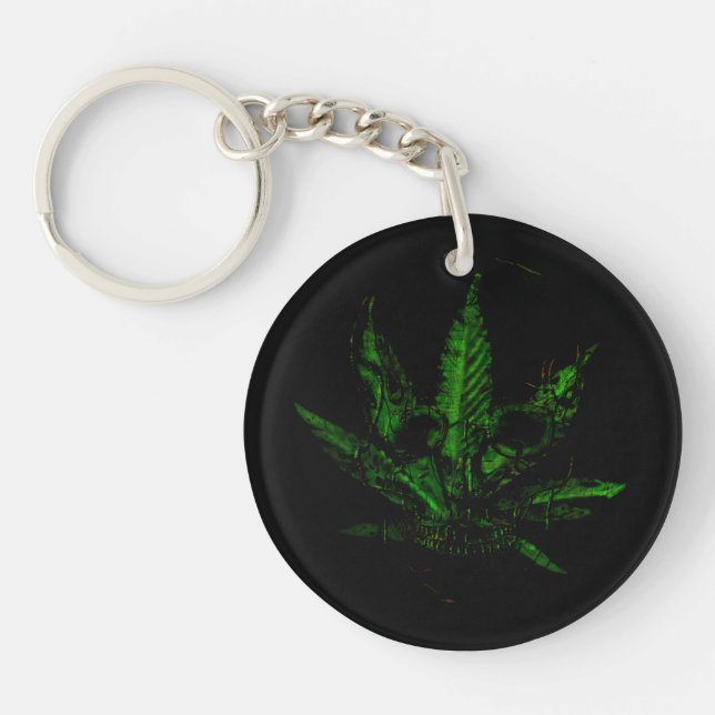 Creepy Skull and Pot Plant Key Ring (Front)