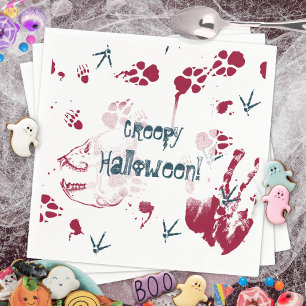 Creepy Skull Blood Traces Halloween Napkin