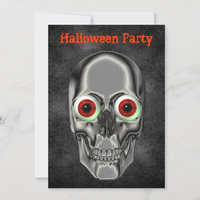 Creepy Skull Eyeballs Halloween Invitation (Front)