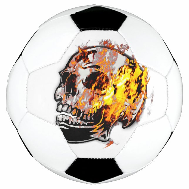 Creepy Skull & Flames Soccer Ball (Front)