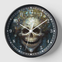 Creepy Skull Gothic Dark Fantasy Art Clock
