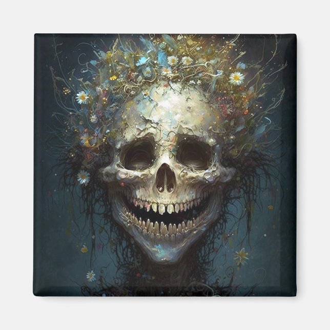 Creepy Skull Gothic Dark Fantasy Art Magnet (Front)