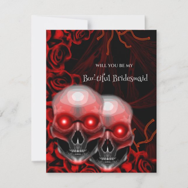 Creepy Skull Halloween Bridesmaid Proposal Card (Front)