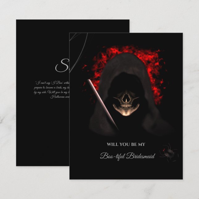 Creepy Skull Halloween Bridesmaid Proposal Card (Front/Back)