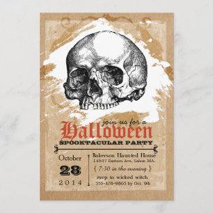 Creepy Skull Halloween Party Invitations