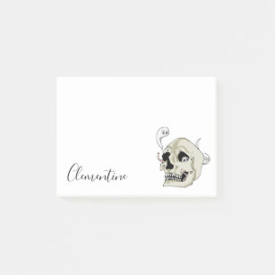 Creepy Skull Illustration   Add Your Name Post-it Notes