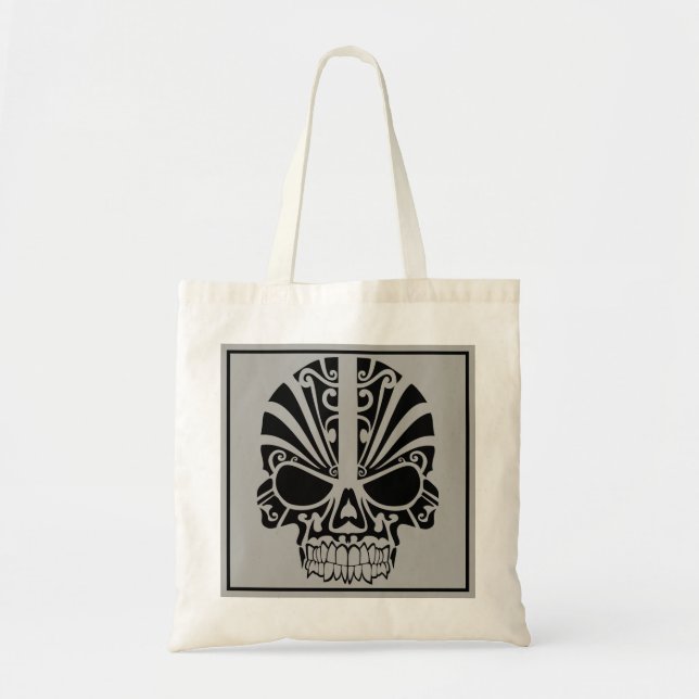 Creepy Skull Illustration Tote Bag (Front)