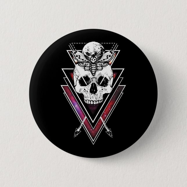 Creepy Skull Moon Moth Pastel Goth 6 Cm Round Badge (Front)