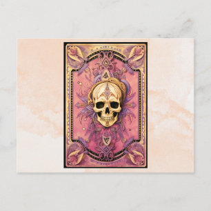 Creepy Skull Planchette Beige Watercolor Halloween Holiday Postcard