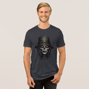 Creepy Skull Witch with Glowing Eyes Art Tri-Blend Shirt