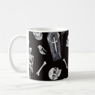 Creepy Skulls: Halloween Watercolor Pattern Coffee Mug