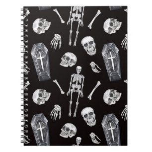 Creepy Skulls: Halloween Watercolor Pattern Notebook