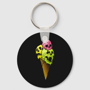 Creepy Skulls Icecream Horror Colourful Halloween Key Ring