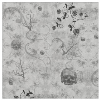 Creepy Skulls Victorian Gothic Fabric