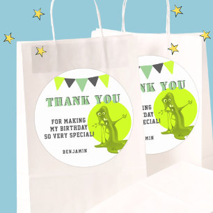 Creepy Slime Monster Kid`s Thank you Birthday Classic Round Sticker