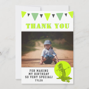 Creepy Slime Monster Photo Birthday Thank You Card