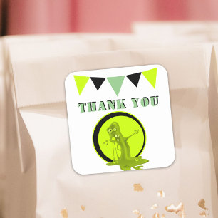 Creepy Slime Monster Thank you Kid`s Birthday Square Sticker
