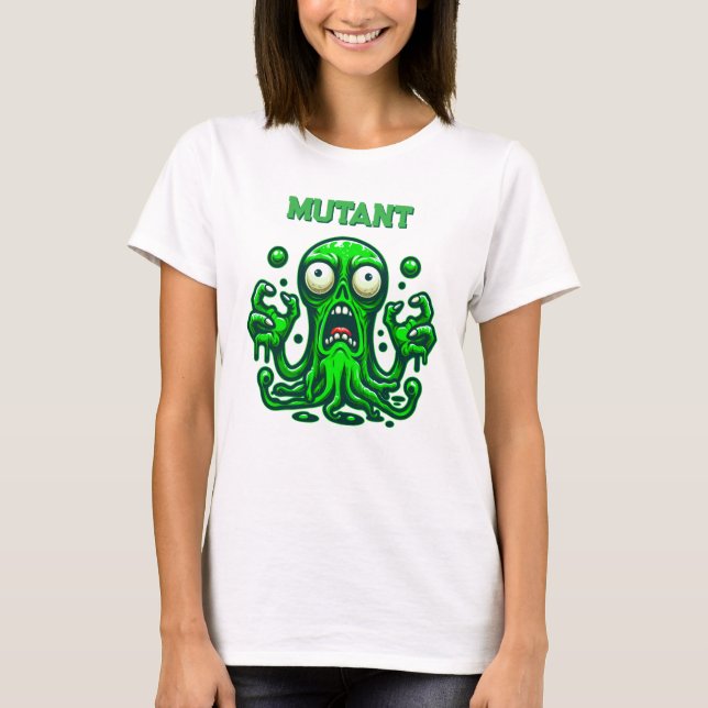 Creepy Slime Zombie Alien – Neon Green Monster T-Shirt (Front)