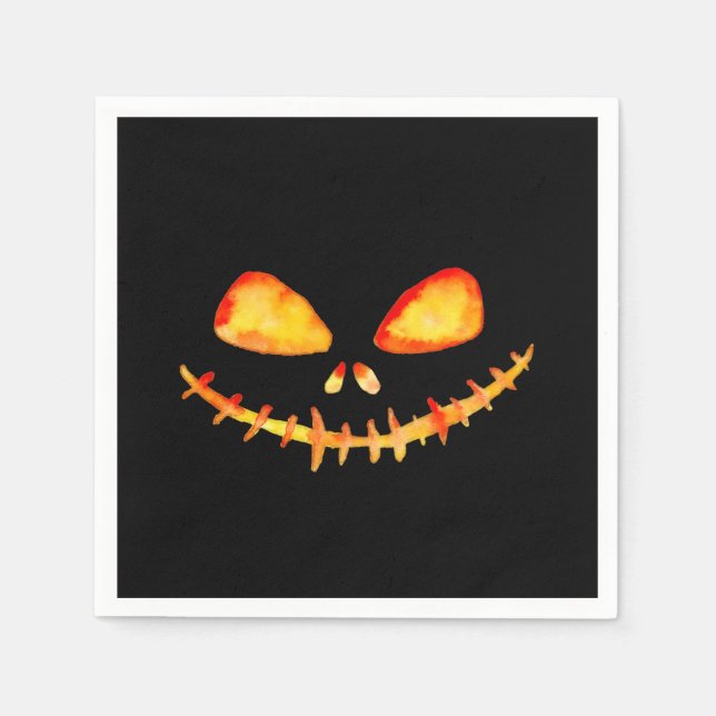 Creepy Smiling Jack O' Lantern Face Napkin (Front)