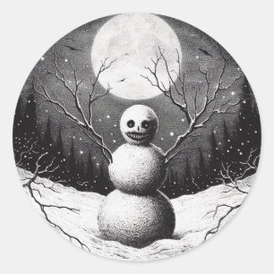 Creepy Snowman Horror Christmas Classic Round Sticker