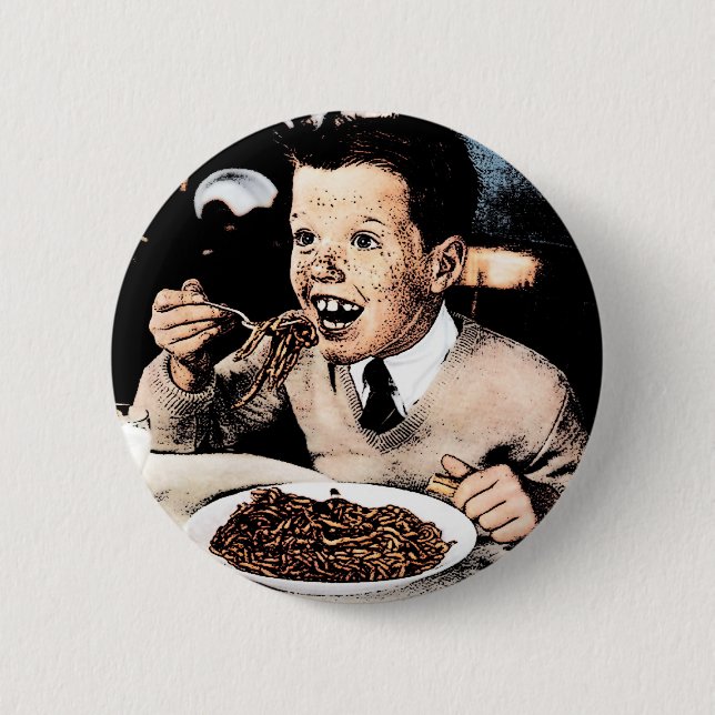 Creepy Spaghetti Kid 6 Cm Round Badge (Front)