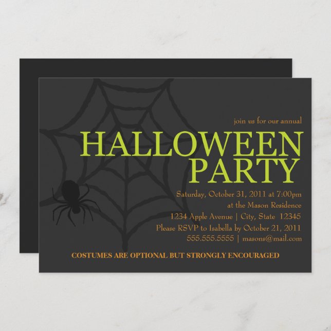 Creepy Spider Invitation (Front/Back)